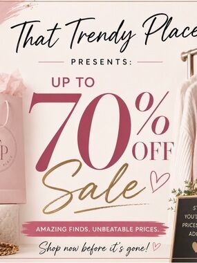 That Trendy Place Up to 70% Off Sale Poster - Pink & Gold